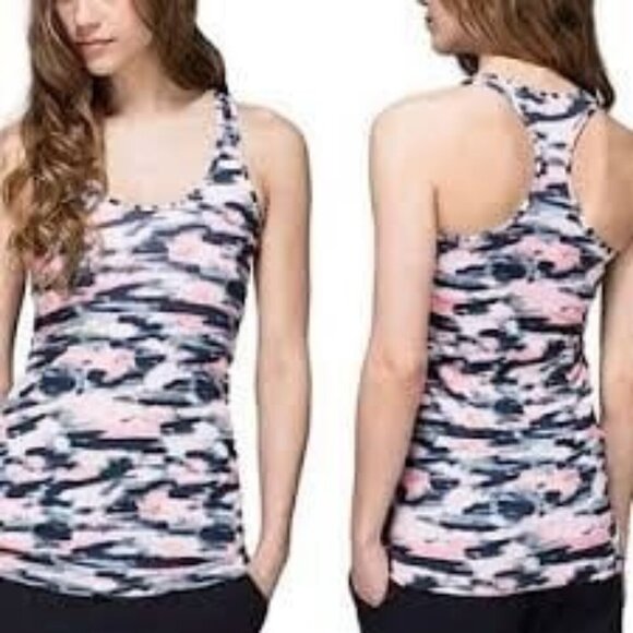 Lululemon Cool Racerback Wamo Camo Light Pink Size 6 Athletic Gym Yoga Active - Picture 1 of 6